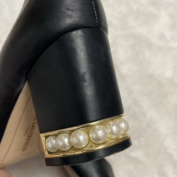 Karl Lagerfeld black pumps with pearl embellished heels - Picture 4 of 5